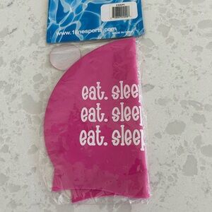 Pink Swim Cap with Fun Text- 1 Line Sports